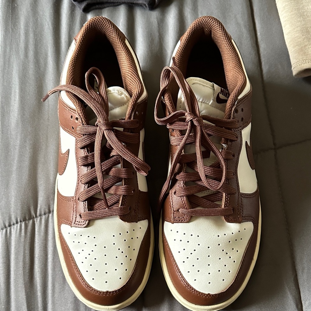 NEW.  Never worn.  Nike Women’s Chocolate Brown and White Sneakers